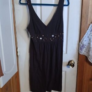 Banana Republic Brown Sleeveless V-Neck Dress with Studded Waist